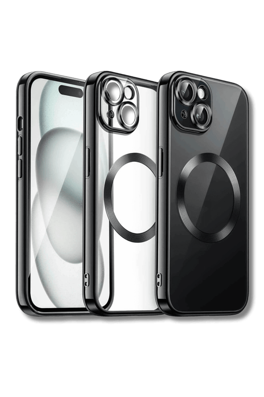 Husa iPhone Magnetică - Protecție Lentile, Anti-Shock, Negru Lucios
